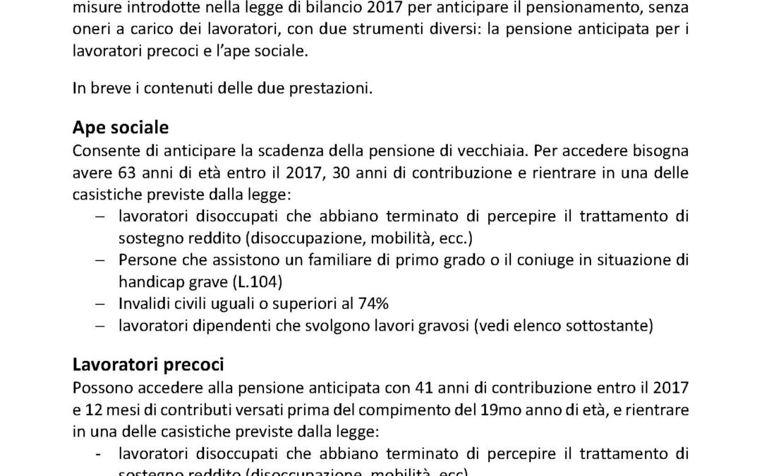 PENSIONE ANTICIPATA PER LAVORATORI PRECOCI E APE SOCIALE: COME FARE PER GLI ISCRITTI