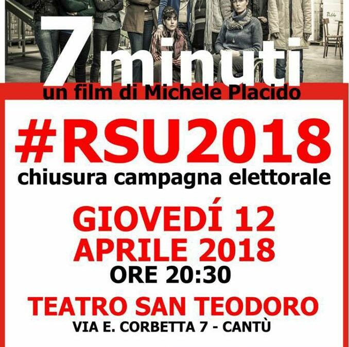 DAL 17 APRILE AL VOTO MIGLIAIA DI LAVORATORI DEL PUBBLICO IMPIEGO E DELLA SCUOLA PER IL RINNOVO DELLE RSU.GIOVEDI’ 12 APRILE FESTA DI CHIUSURA DELLA CAMPAGNA ELETTORALE AL SAN TEODORO.