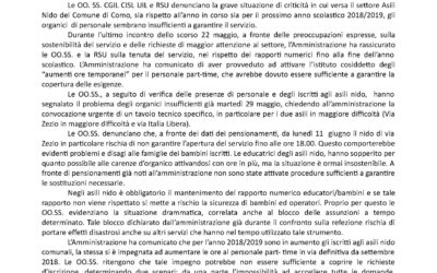 ASILI NIDO COMUNALI: CARENZA ORGANICO, A RISCHIO IL SERVIZIO