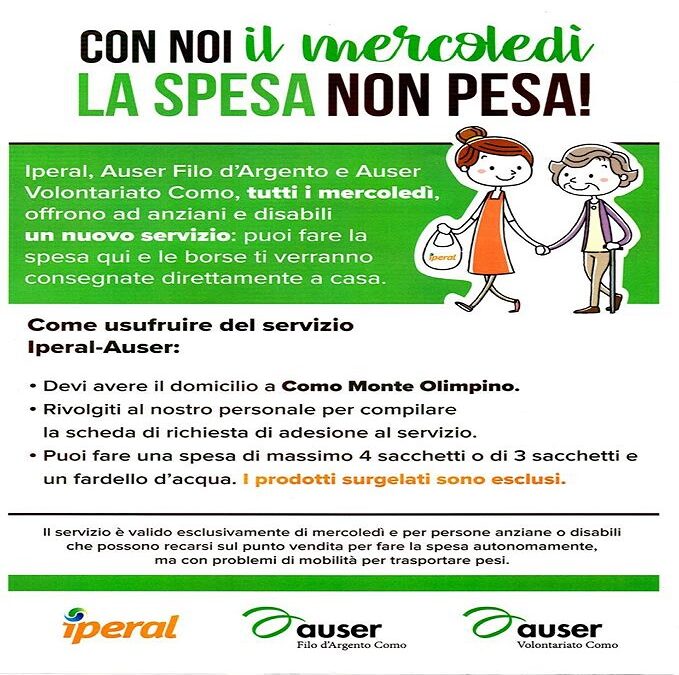 LA SPESA NON PESA. PARTE MERCOLEDI’ IL SERVIZIO DI AUSER