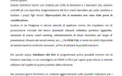 Fiom CGIL – Como COMUNICATO SINDACALE SU CORONAVIRUS