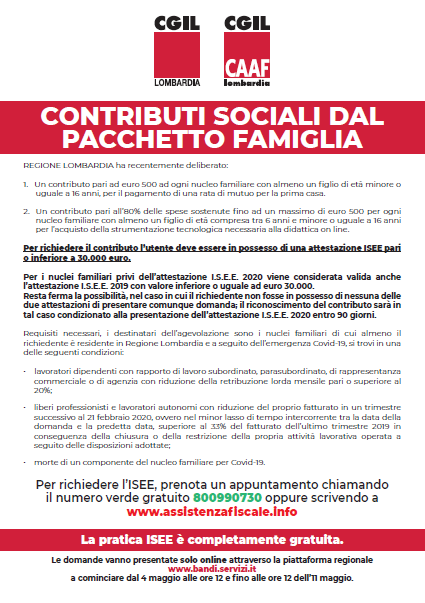 CONTRIBUTI SOCIALI DAL PACCHETTO FAMIGLIA