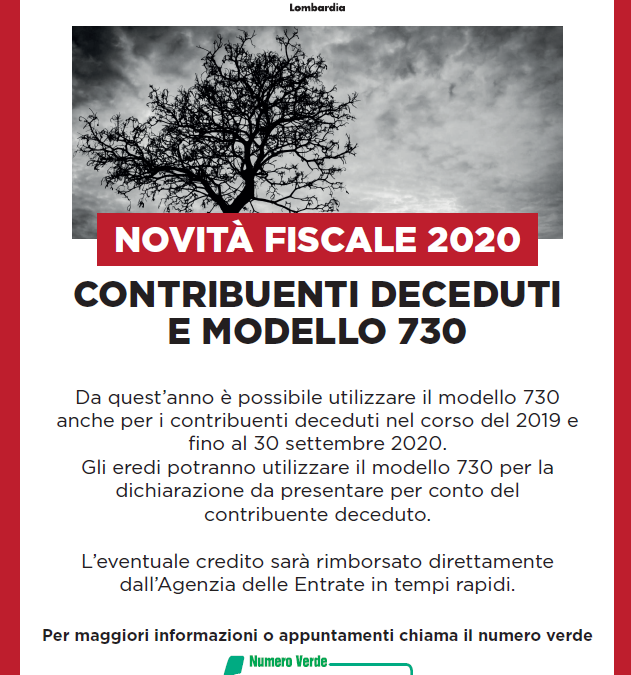 NOVITÀ FISCALE 2020 CONTRIBUENTI DECEDUTI E MODELLO 730