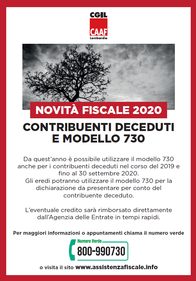 NOVITÀ FISCALE 2020 CONTRIBUENTI DECEDUTI E MODELLO 730