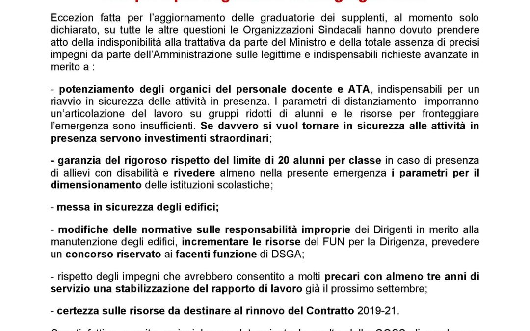 SCUOL: SCIOPERO UNITARIO 8 GIUGNO