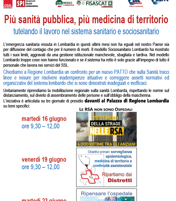 Più sanità pubblica, più medicina di territorio tutelando il lavoro nel sistema sanitario e sociosanitario