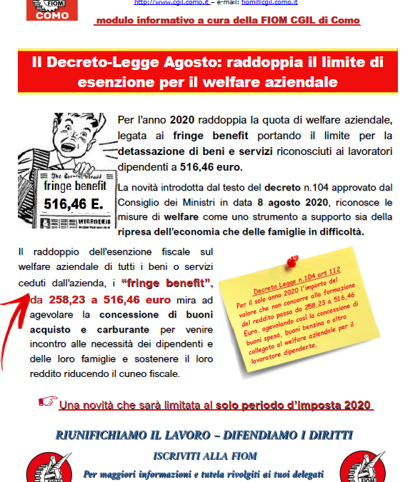 FIOM – Decreto Agosto Fringe Benefit