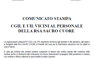 FP CGIL- CGIL E UIL VICINI AL PERSONALE DELLA RSA SACRO CUORE