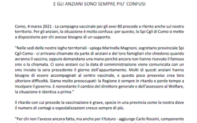 SPI CGIL COMO – VACCINI OVER 80: LA CAMPAGNA PROCEDE A RILENTO E GLI ANZIANI SONO SEMPRE PIU’ CONFUSI