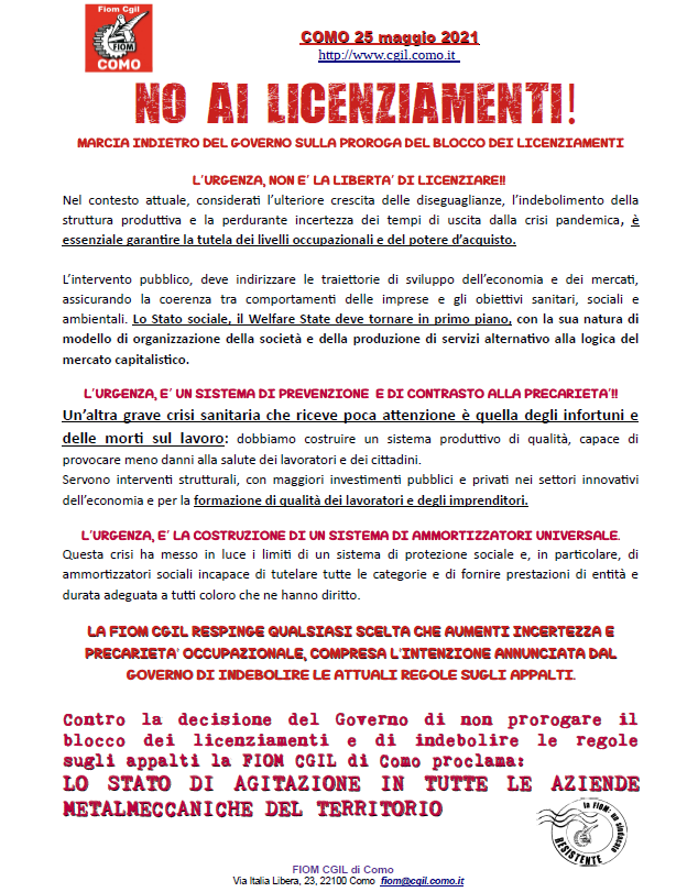 fiomcomunicatolicenziamenti