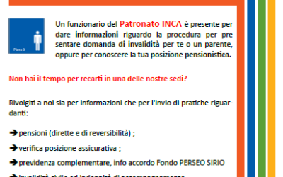 DA LUNEDI’ 4/10 RIPRENDE LA PRESENZA DEL PATRONATO INCA IN AULA SINDACALE OSPEDALE S’ANT’ANNA