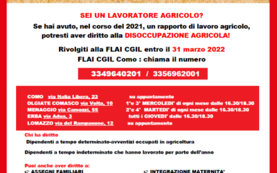 FLAI CGIL COMO – CAMPAGNA DISOCCUPAZIONE AGRICOLA