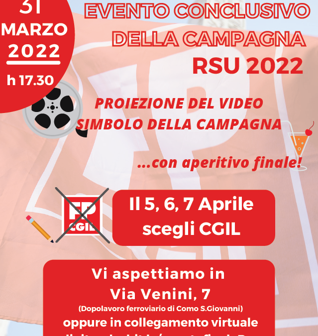 FP CGIL COMO – 31 MARZO EVENTO CONCLUSIVO DELLA CAMPAGNA RSU