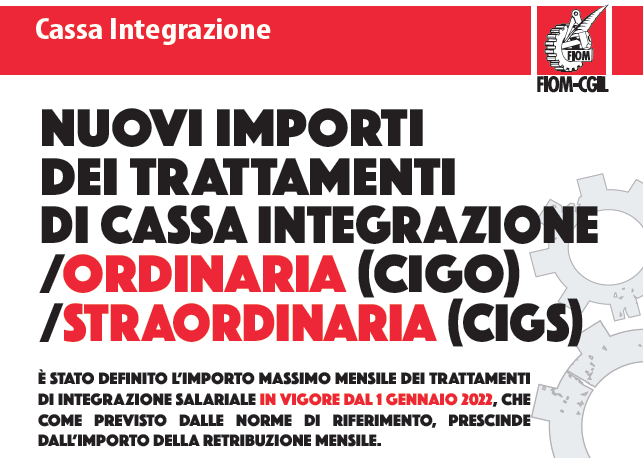 FIOM COMO – NUOVI IMPORTI DEI TRATTAMENTI DI CASSA INTEGRAZIONE