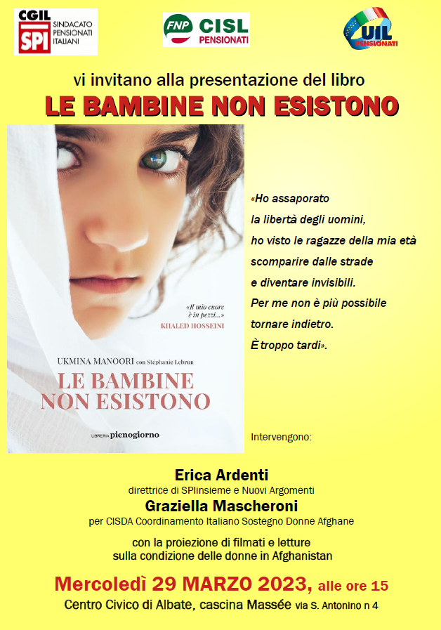 SPI CGIL COMO – presentazione del libro LE BAMBINE NON ESISTONO