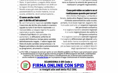 Autonomia differenziata, la FLC e la CGIL dicono NO