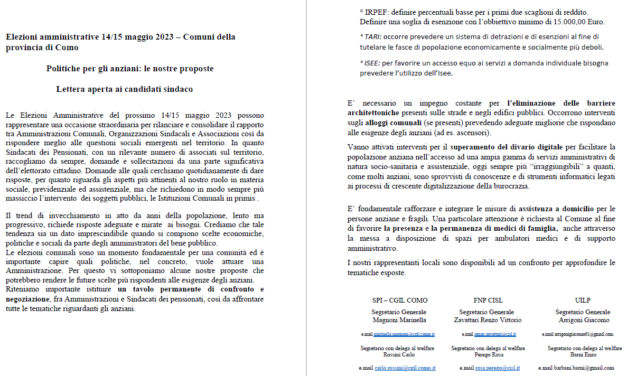 lettera unitaria ai candidati sindaci dei comuni delle provincia che andranno al voto domenica e lunedì prossimo