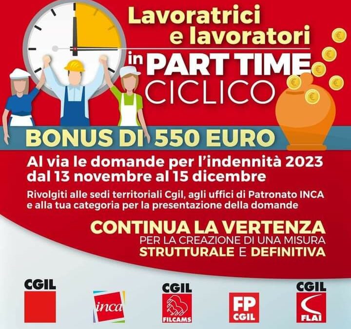 FILCAMS CGIL COMO – Bonus part-time ciclico al via le domande