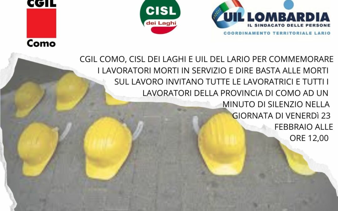 un minuto di silenzio per dire Basta alle morti sul lavoro