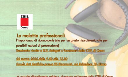 Le malattie professionali, seminario il 20 marzo