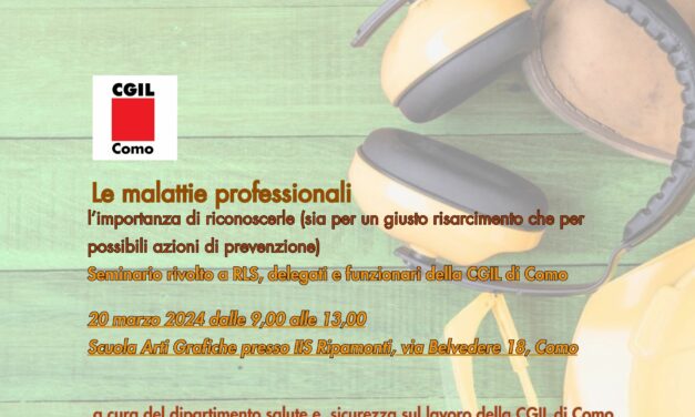 Le malattie professionali, seminario il 20 marzo