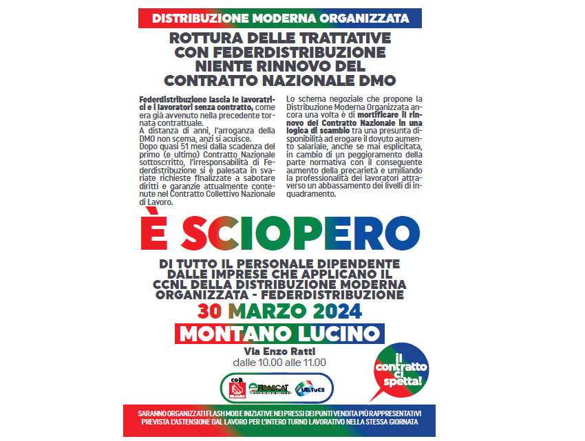 sciopero federdistribuzione il 30 marzo