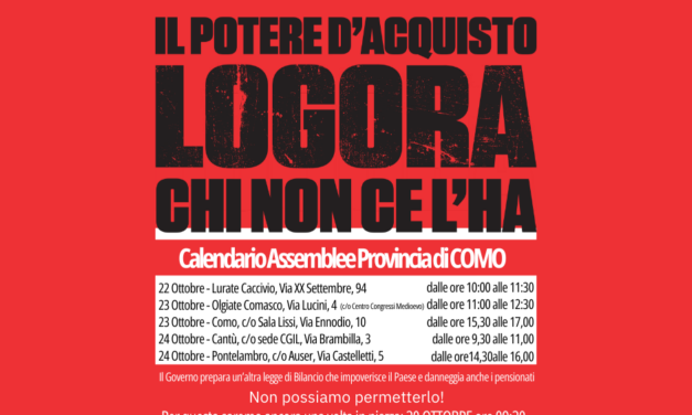 Il potere d’acquisto logora chi non ce l’ha: i pensionati dello SPI CGIL si mobilitano.