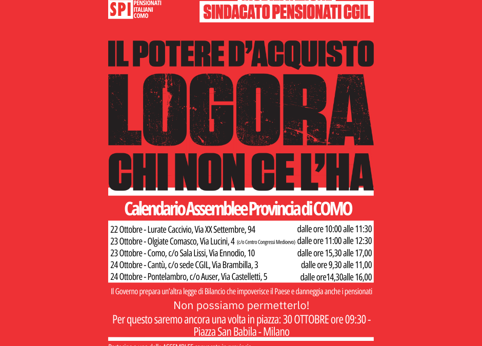 Il potere d’acquisto logora chi non ce l’ha: i pensionati dello SPI CGIL si mobilitano.