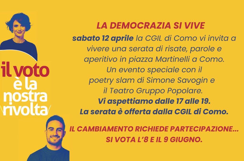 aperitivo in piazza Martinelli il 12 aprile per il lancio della campagna referendaria