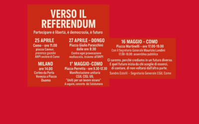 Calendario prossime iniziative CGIL Como – Partecipare è libertà, è democrazia, è futuro