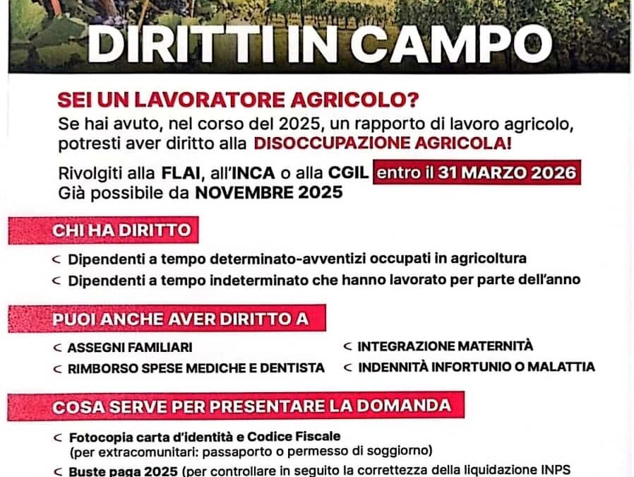 FLAI CGIL COMO- DISOCCUPAZIONI AGRICOLE